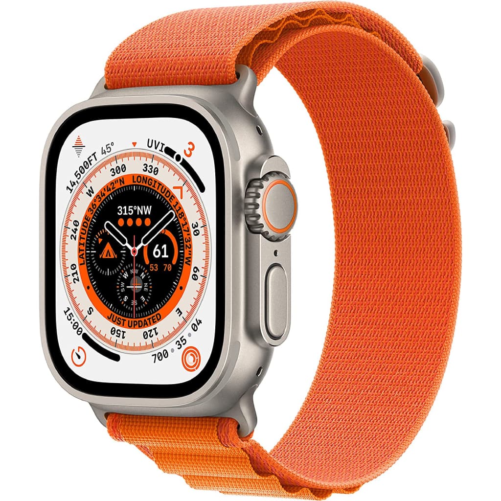 Apple Watch Ultra - Case Size 49mm, Titanium Case with (Midnight - Green - Starlight - Orange - Blue and Gray trail Alpine Loop) image 2