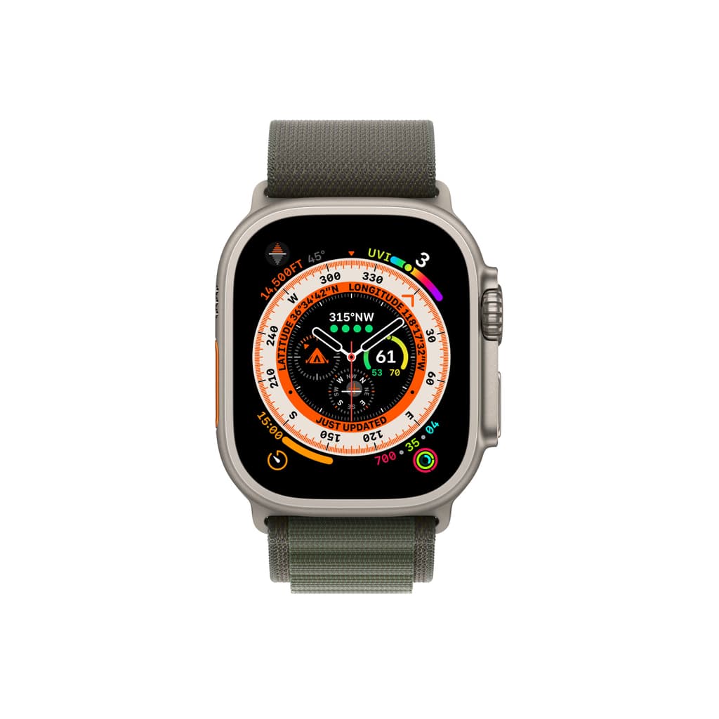 Apple Watch Ultra - Case Size 49mm, Titanium Case with (Midnight - Green - Starlight - Orange - Blue and Gray trail Alpine Loop) image 5