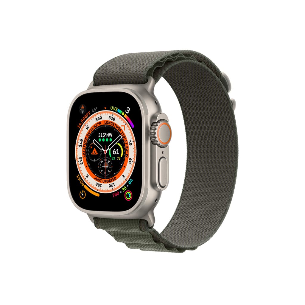 Apple Watch Ultra - Case Size 49mm, Titanium Case with (Midnight - Green - Starlight - Orange - Blue and Gray trail Alpine Loop) image 4