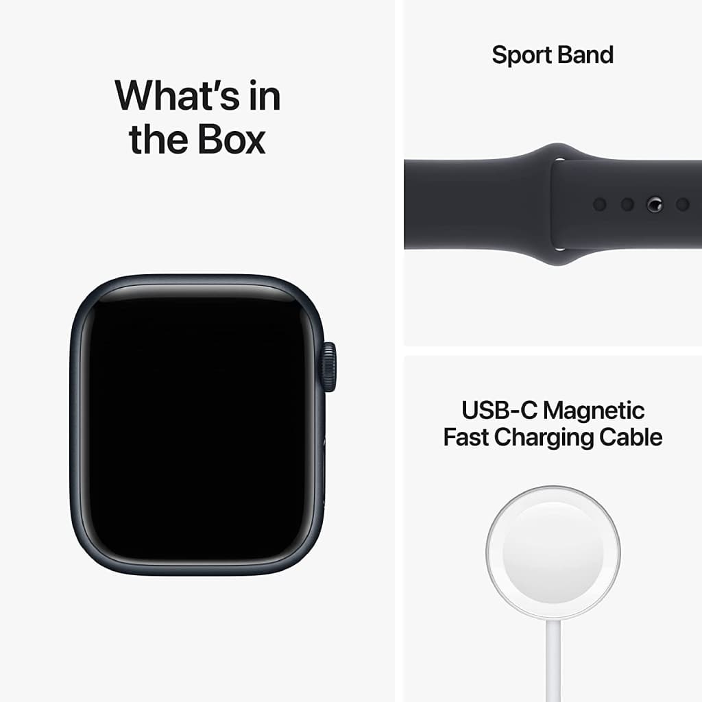 Apple Watch Series 8 45MM, Midnight Aluminum Case with Midnight Sport Band - M/L. Fitness Tracker, Blood Oxygen & ECG Apps, Always-On Retina Display, Water Resistant (Copy) image 5