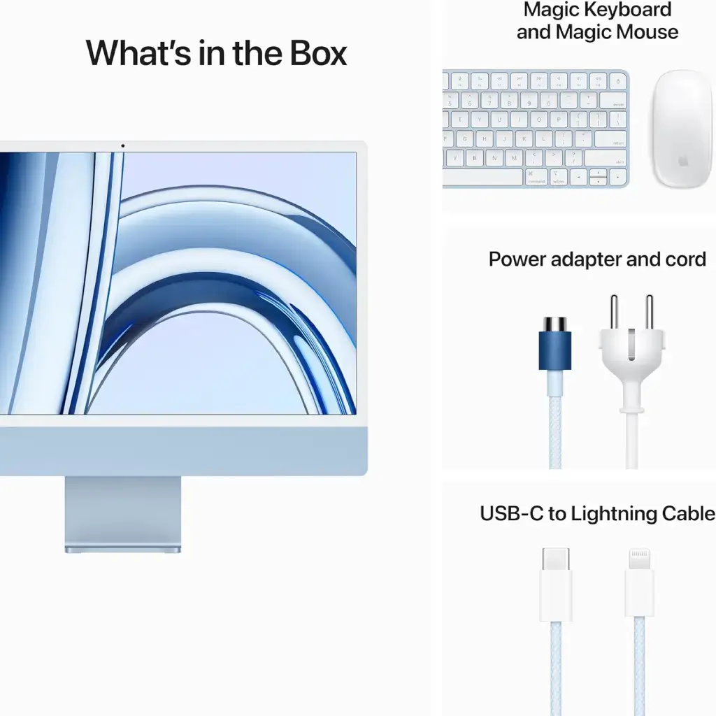 Apple iMac All-in-One Desktop Computer with M3 chip: 8-core CPU, 8-core GPU, 24-inch Retina Display, 8GB or 16GB Unified Memory, 256GB or 512GB SSD Storage, Matching Accessories. - Blue , (MQRC3 - MQRR3) image 2
