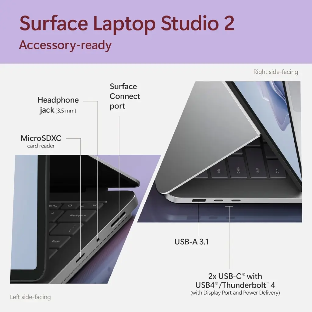Microsoft Surface Laptop Studio 2 with 14.4" Touchscreen - Intel Core i7, 16GB RAM, 512GB SSD, NVIDIA GeForce RTX™ 4050, Windows 11, Platinum Color image 4