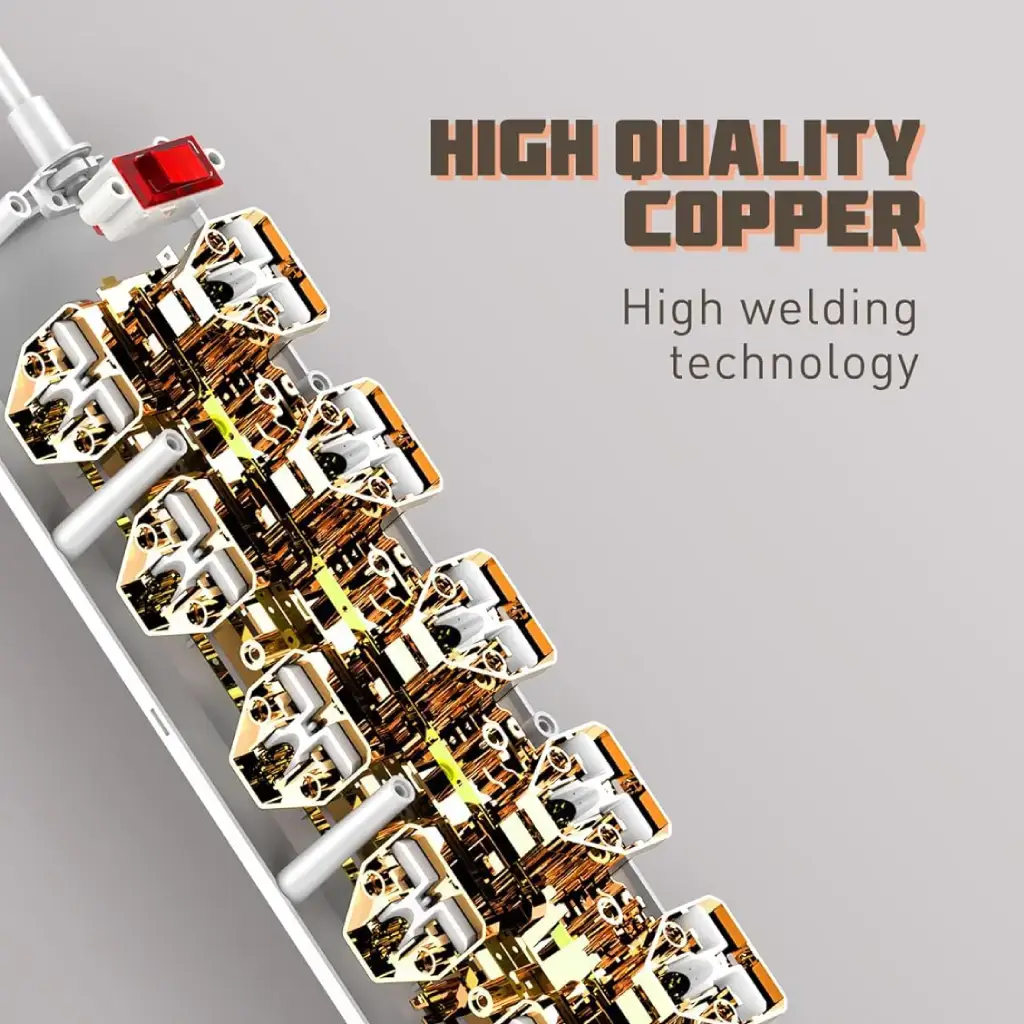 LDNIO SC10610: Ultimate Power Strip with 10 Power Sockets, 5 USB Ports, and Type-C PD Charging 2500W - 2M White image 4