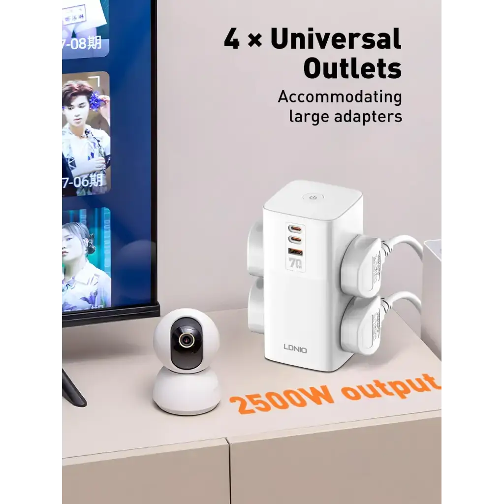 LDNIO SC4383, 4 Power Ports, 70W 2 USB-C PD Ports & 1 USB Port - Ultimate Charging Station image 8