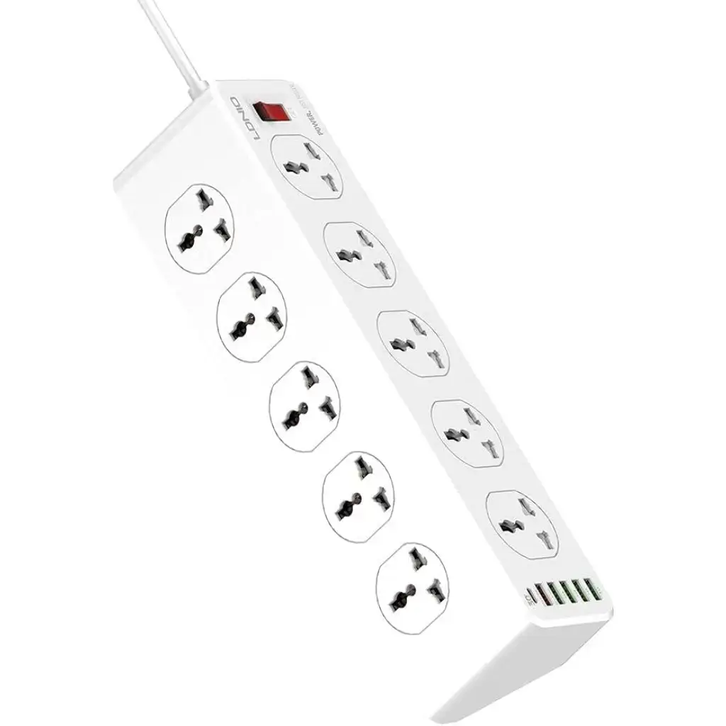 LDNIO SC10610: Ultimate Power Strip with 10 Power Sockets, 5 USB Ports, and Type-C PD Charging 2500W - 2M White